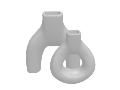 Concrete Vase Set 3D model