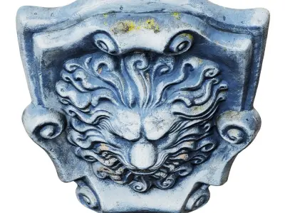 Lion Head Bas-Relief 2 3D model