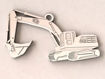 Excavator Charm Pendant 3D print model