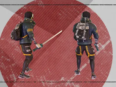 Cyber ninja Low-poly 3D model