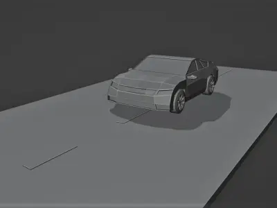 Low Poly Car And Road Free low-poly 3D model