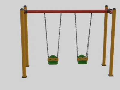 Playground Metal Double Swing - 01 3D model