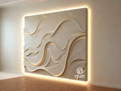 modern panel wall decor set wall relief mural CNC 89 3D model