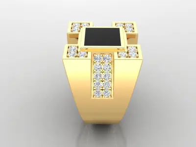 Ring M6  Mens luxury ring with enamel and gems 3D print model