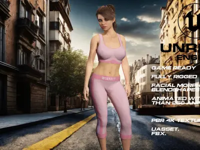 workout girl full rigged - game ready - animated Low-poly 3D model