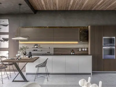 Kitchen fully parametric  Resizable manufacturable 0017 3D model