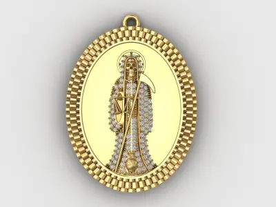  santa muerte holy death small size pendant 3D STL 3DM skull 3D print model