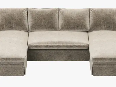 Restoration Hardware Belgian Classic Roll Arm U-Chaise sectional 3D model