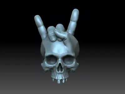 A skull with horns 3D print model