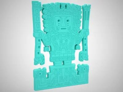 Viracocha aztec statue in turquoise 3D print model