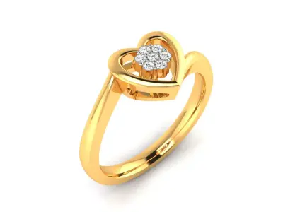 Solitaire Wedding Engagement Heart Ring 3D print model