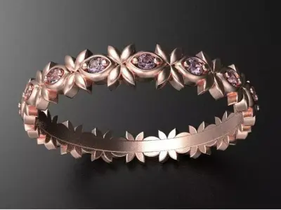 Floral ornament engagement ring 3D print model