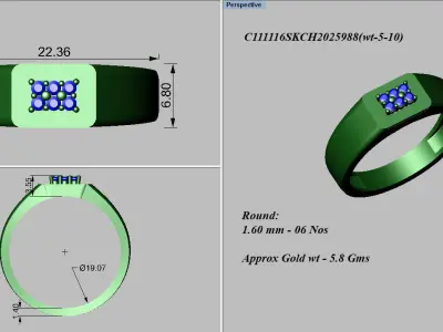 light weight gold diamond rings-C111116SKCH2025988-wt-5-10 3D print model