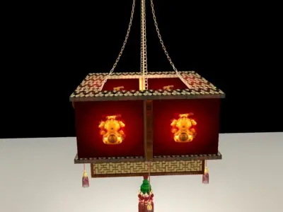 Chinese red lantern 3D model