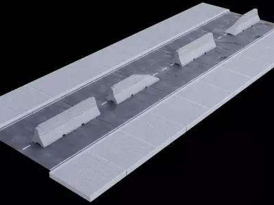 Street Element Barrier Concrete End Low-poly 3D model