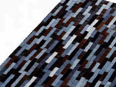 Restoration Hardware Denim Cowhide Patchwork Rug 3D model