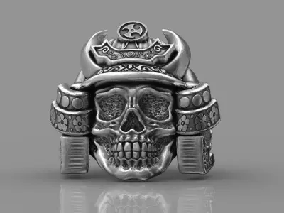 Samurai skull ring 3d model for 3d printing 3D print model 3D print model