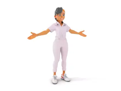 Stylish Female Character Rigged and Animated for Games and Ci... Low-poly 3D model