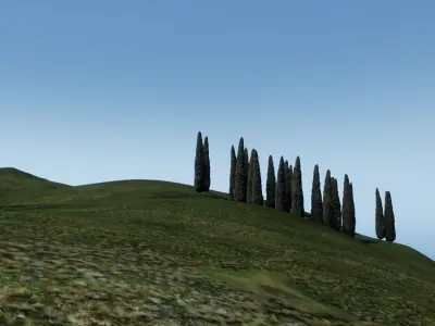 Tree cypress for distance view adapted for games  Low-poly 3D model