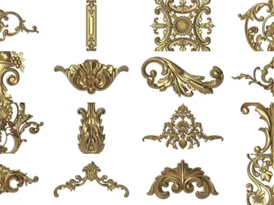 100 decorative pattern set ready for 3D printing 3D Model Pack