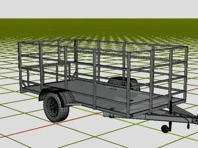 High Poly Trailer in desert 3D model