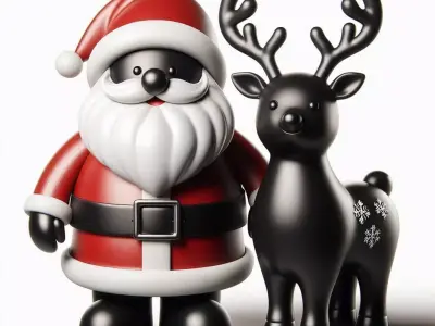 3D Santa Claus with Deer Christmas Scene 3D print model