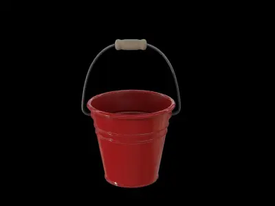 Beach Bucket red Low-poly 3D model