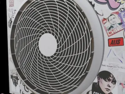 Air Conditioner full sticker and graffiti Low-poly 3D model 3D model