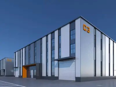 Industrial Building Factory 3D model buy