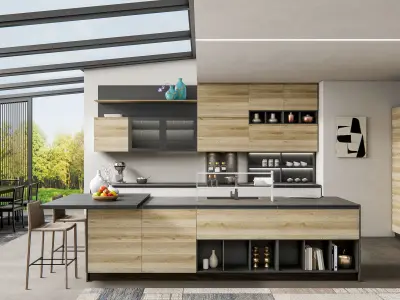 Kitchen fully parametric Resizable manufacturable 0074 3D model