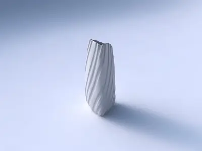Vase curved tipping triangle with twisted smooth ribbons    3D print model