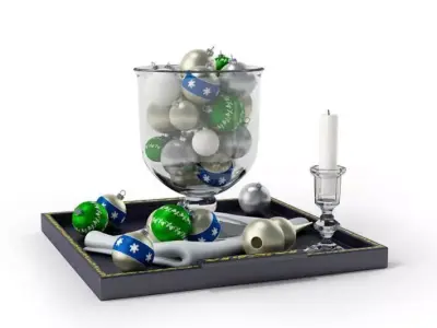 Christmas Decoration Vase Bulbs Candleholder 3D model