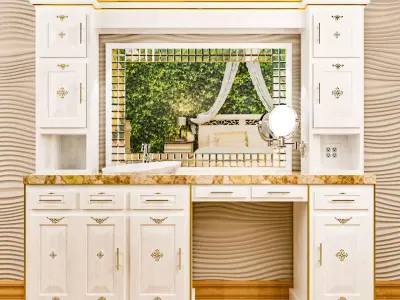 Antique Renaissance Makeup Mirror Vanity Table Low-poly 3D model