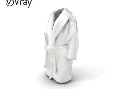 Luxury Bathrobe Fluffy Shawl Collar White Cotton model pack Low-poly 3D model