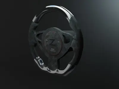 3d model of nissan car steering Low-poly 3D model