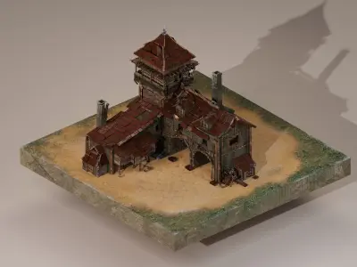  Medieval Workshop Level 10 Low-poly 3D model