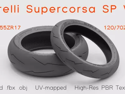 Pirelli Supercorsa SP V2 Motorcycle Tires 3D Models 3D model