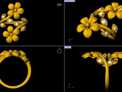 Flower Ring - 0030 3D print model