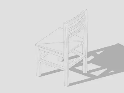 Simple Vintage Wooden Chair Free low-poly 3D model