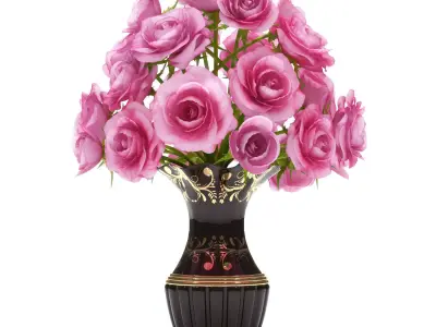 pink roses 3D model