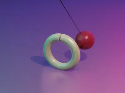 Satisfying ball and ring on pulley Low-poly 3D model