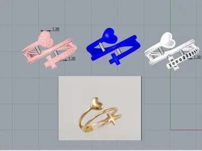 Conjunto de anillos para  Dama-mujer -v- 3D print model