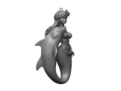 mermaid and dolphin pendant 3D print model