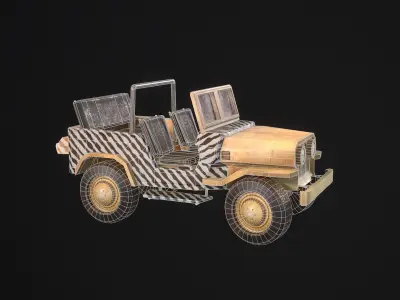 stylized safary car Low-poly 3D model