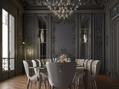 Classic Dining Room Design - Black design 3D model
