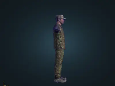 Low-Poly Soldier 3D Model T Pose Game Ready  Low-poly 3D model
