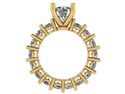 Round halo ring with pave band 3D print model