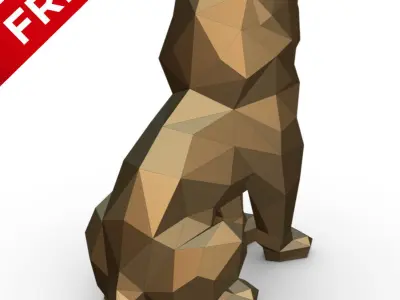 lion low poly golden Free 3D print model