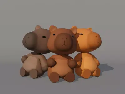 Rigged Cartoon Capybara Low-poly 3D model