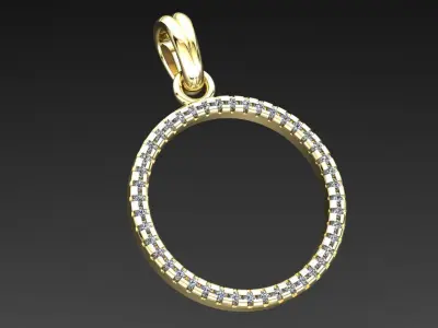 round diamond pendant 3D print model purchase